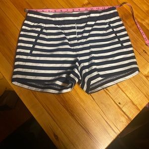 Navy and white stripe jcrew shorts.